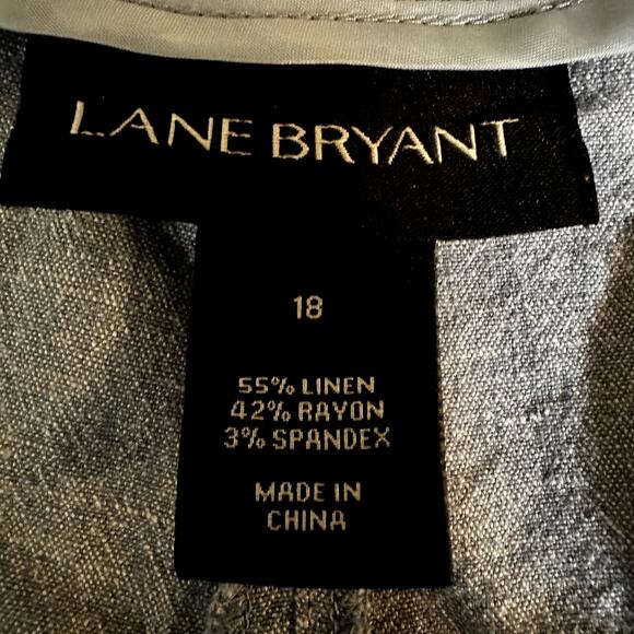 Lane Bryant Linen Cropped Pants Flat Front Above The Knee Hook & Eye Blue 18 - Picture 3 of 4